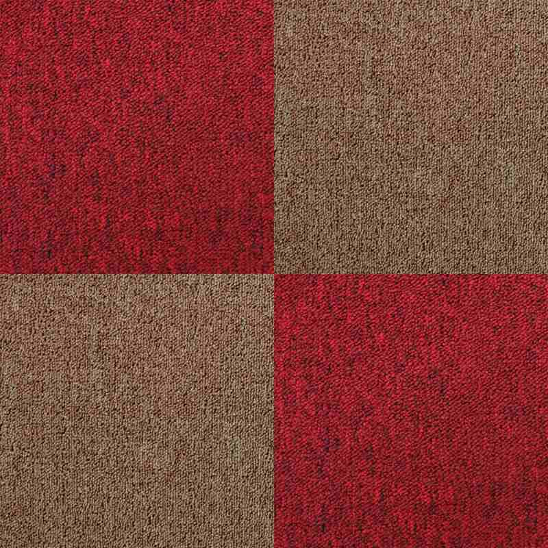 40 x Carpet Tiles 10m2 / Scarlet Red & Sand