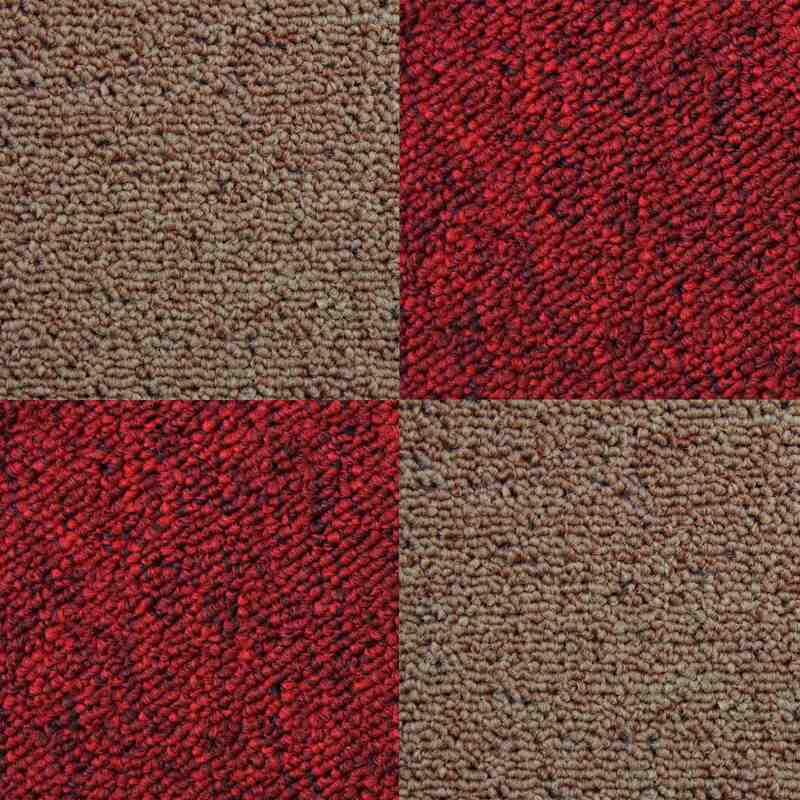 40 x Carpet Tiles 10m2 / Scarlet Red & Sand