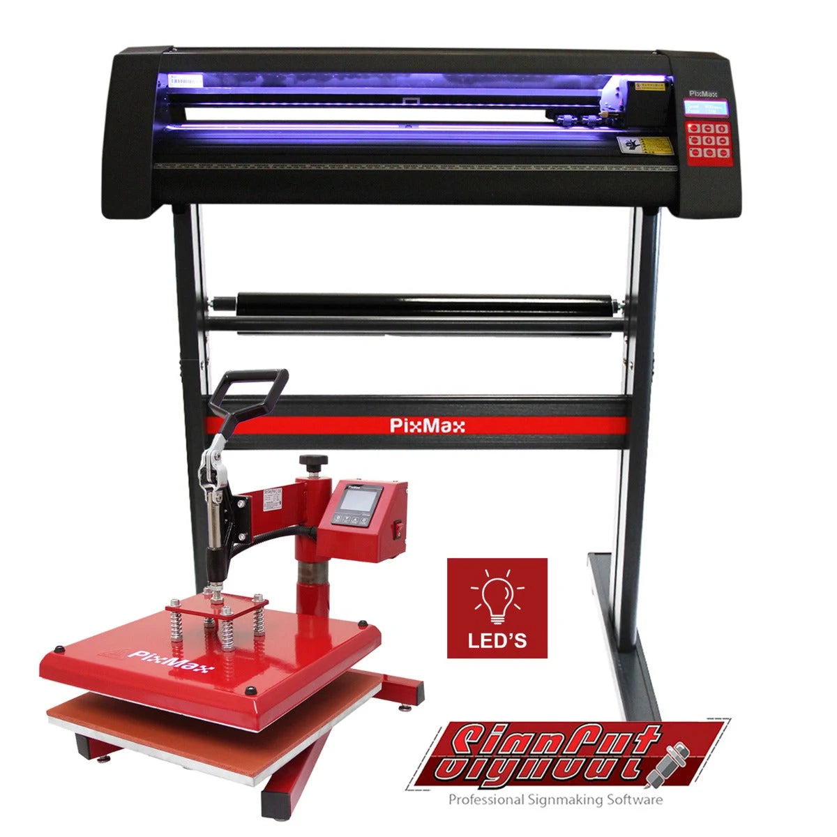LED Vinyl Cutter With 38cm Swing Heat Press & Software