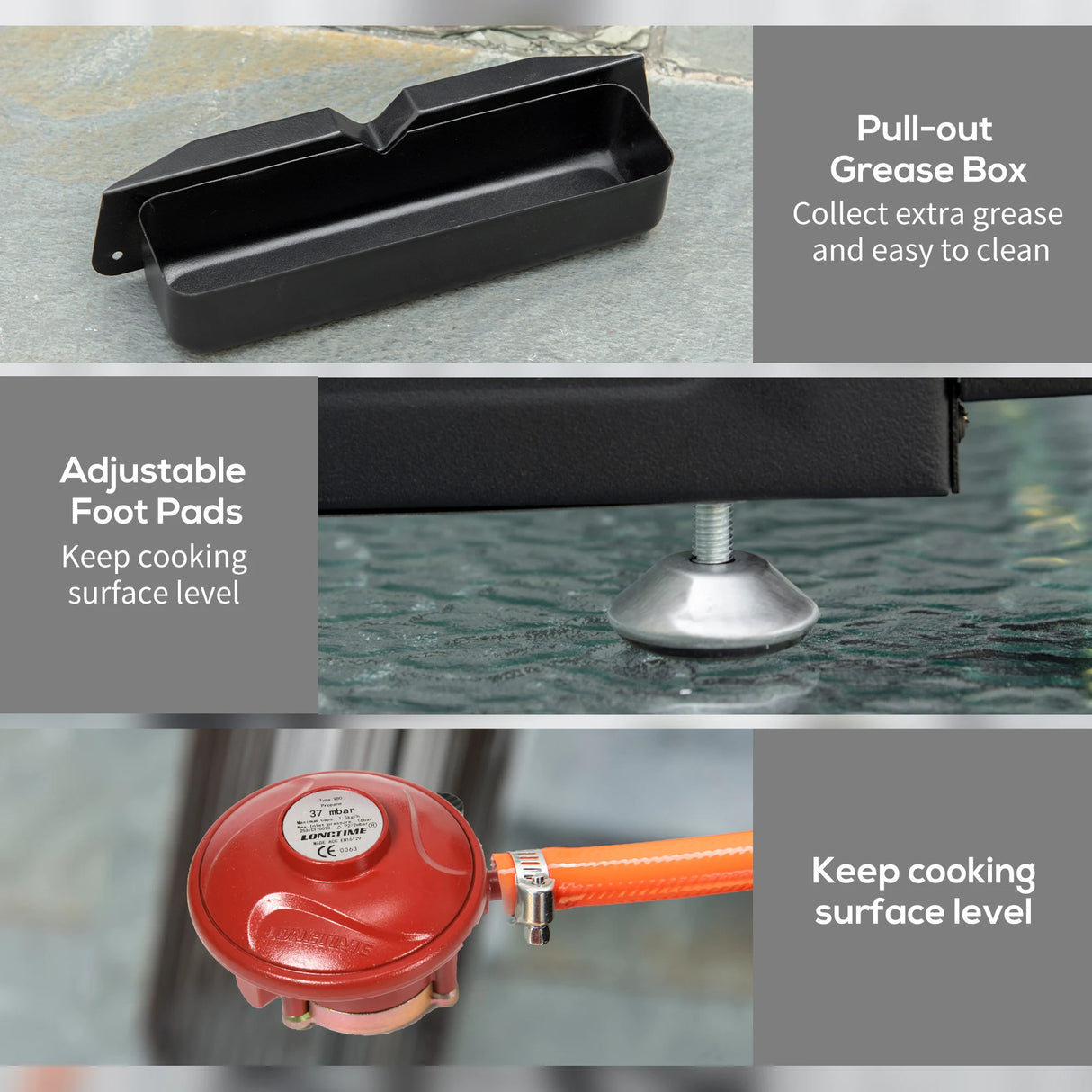 Outsunny Gas Plancha Barbecue Grill with 2 Stainless Steel Burner, 6kW, Portable Tabletop Gas BBQ with Non-Stick Griddle for Camping Picnic Garden Party Festival