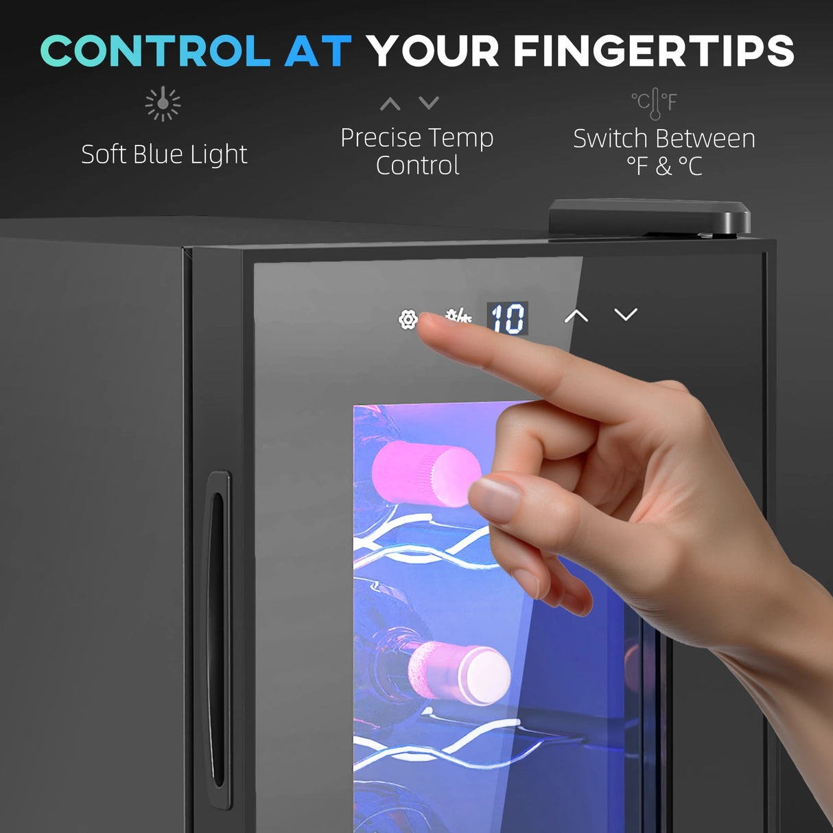 HOMCOM Six Bottle 8-18 Countertop Wine Fridge - Black