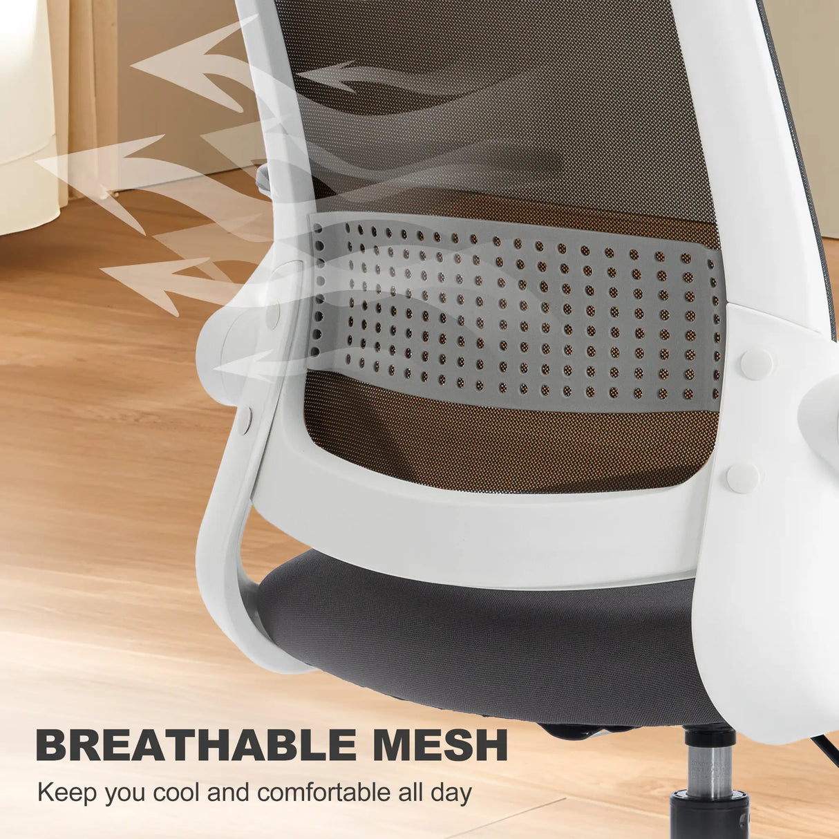 HOMCOM Painting Chair, Mesh Computer Desk Chair with Flip-up Armrests, Grey