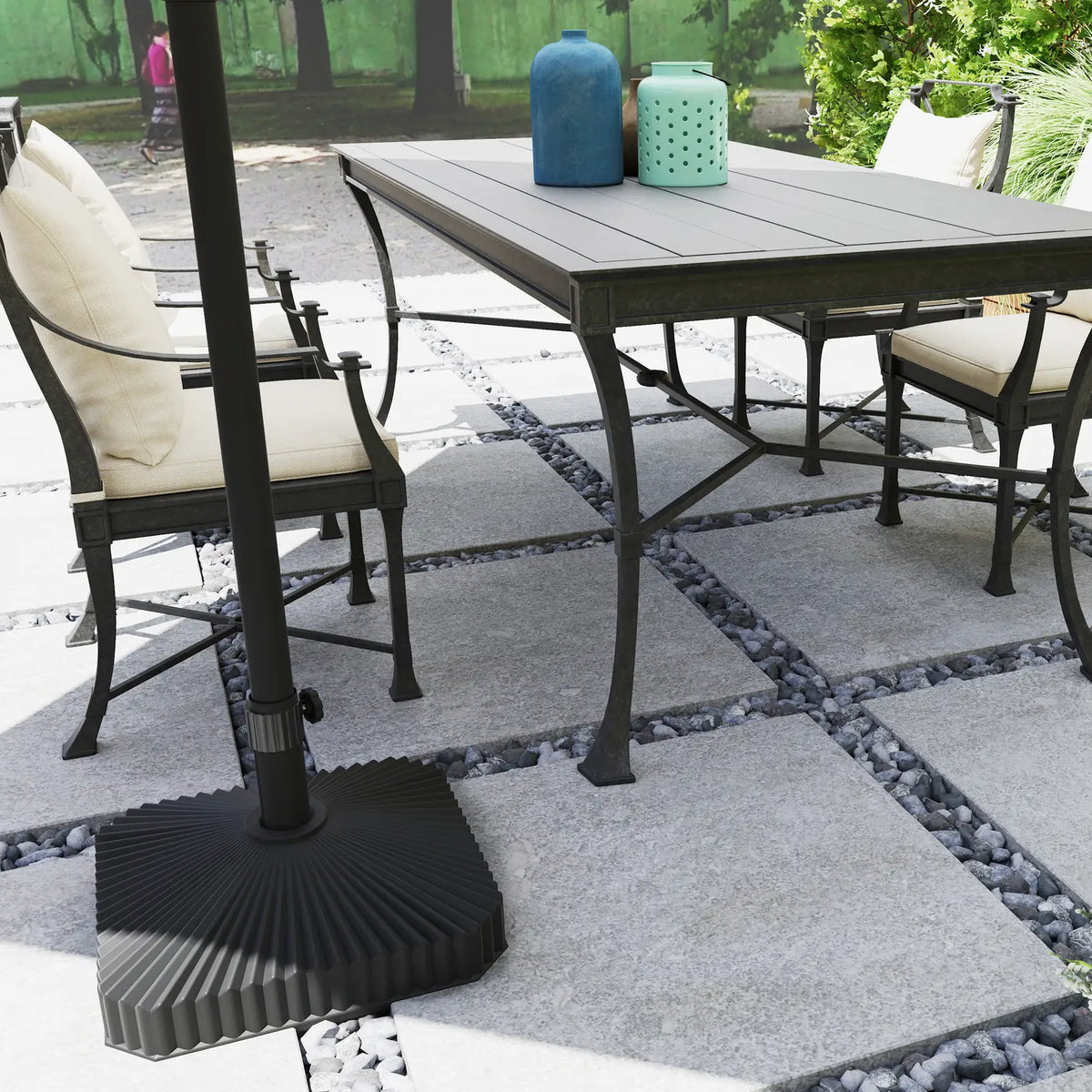 Outsunny Patio Umbrella Stand, Heavy Duty Outdoor Parasol Base, Sand/Water Filled, Black