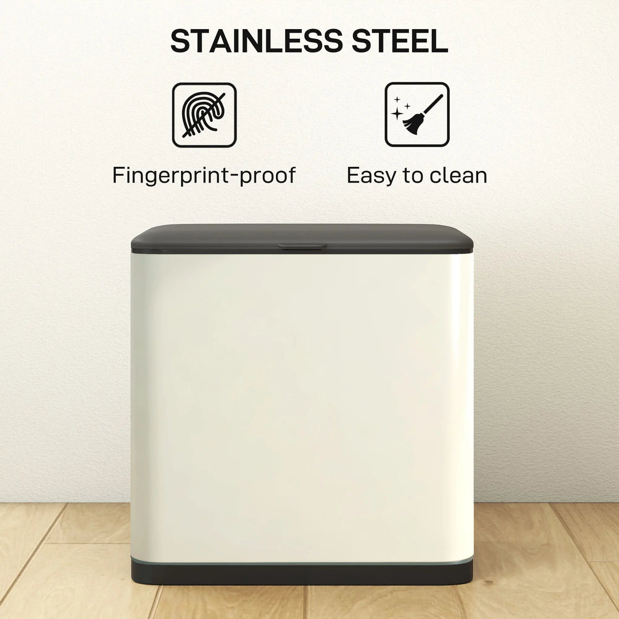 HOMCOM 8L Hanging Kitchen Bin, Rubbish bin with Lid and Removable Inner Bucket for Kitchen Cabinet Door, Under Sink, Office