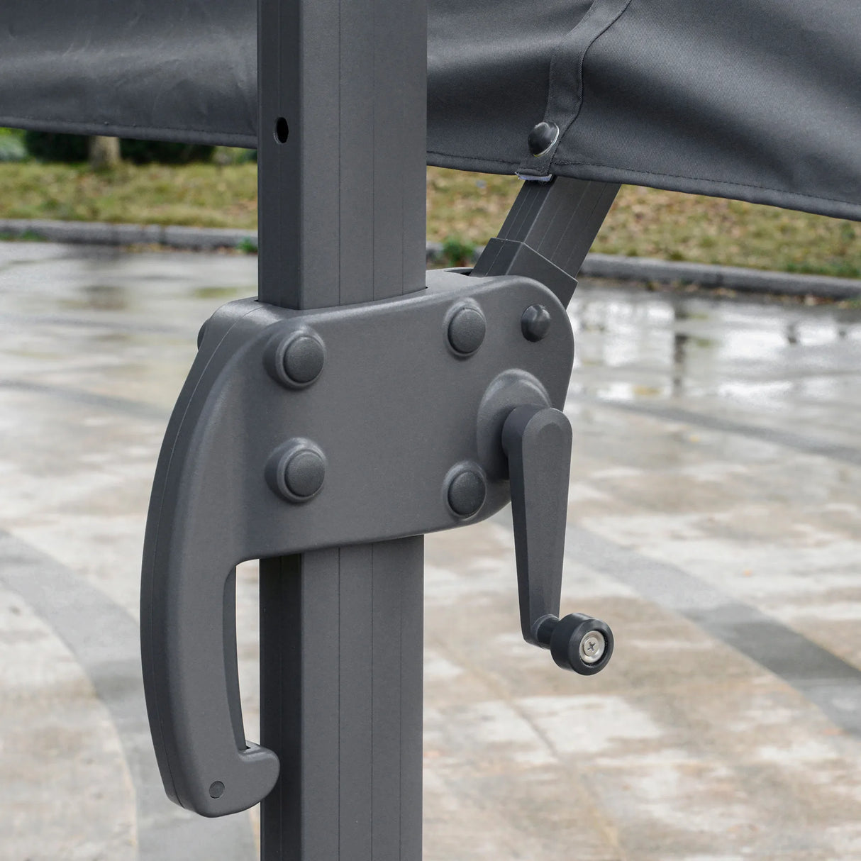 Outsunny 4.5 m Patio Parasol, Large Double-Sided Rectangular Garden Umbrella with Crank Handle, 360 Cross Base for Bench, Outdoor, Khaki