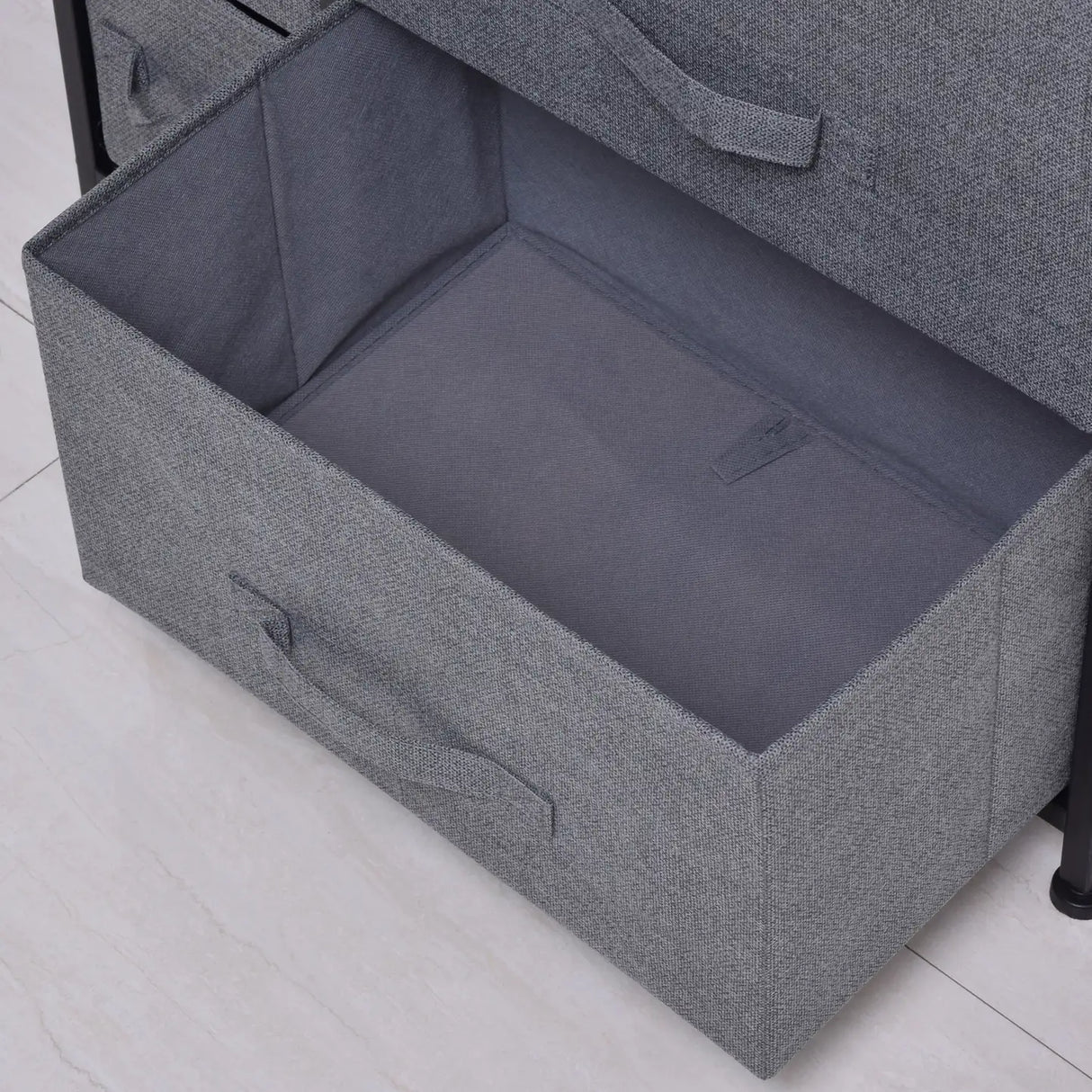 HOMCOM Chest of Drawers with 7 Drawers, Fabric Drawers with Large Storage Space, Drawers Dresser with Metal Frame, Adjustable Feet for Bedroom Living Room, Dark Grey