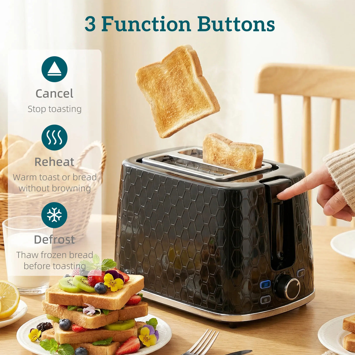 HOMCOM Kettle and Toaster Set, 1.7L 3000W Rapid Kettle with Limescale Filter, 2 Slice Toaster with 7 Browning Controls, Black