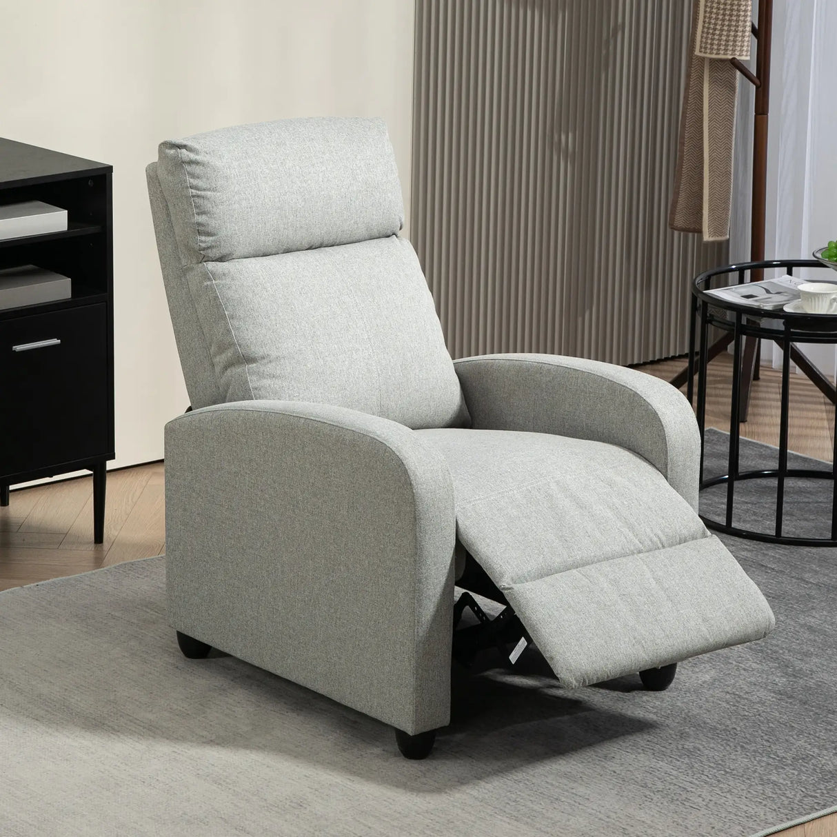 HOMCOM 135 Push Back Recliner Armchair, with Footrest - Grey