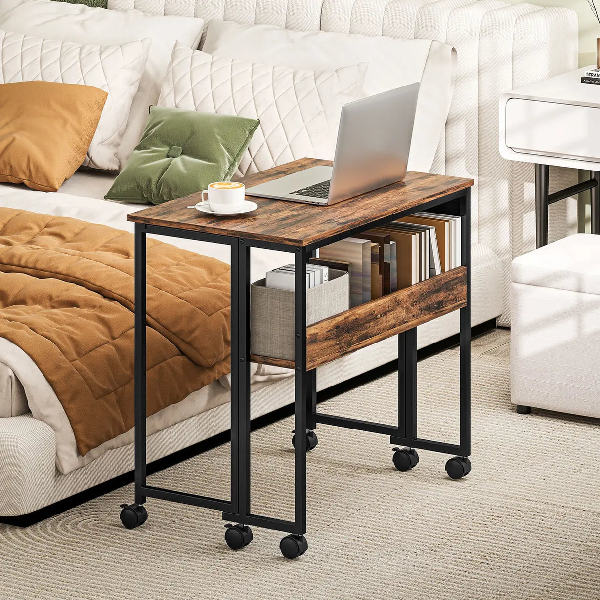 HOMCOM 80 cm Drop Leaf Writing Work Desk - Rustic Brown