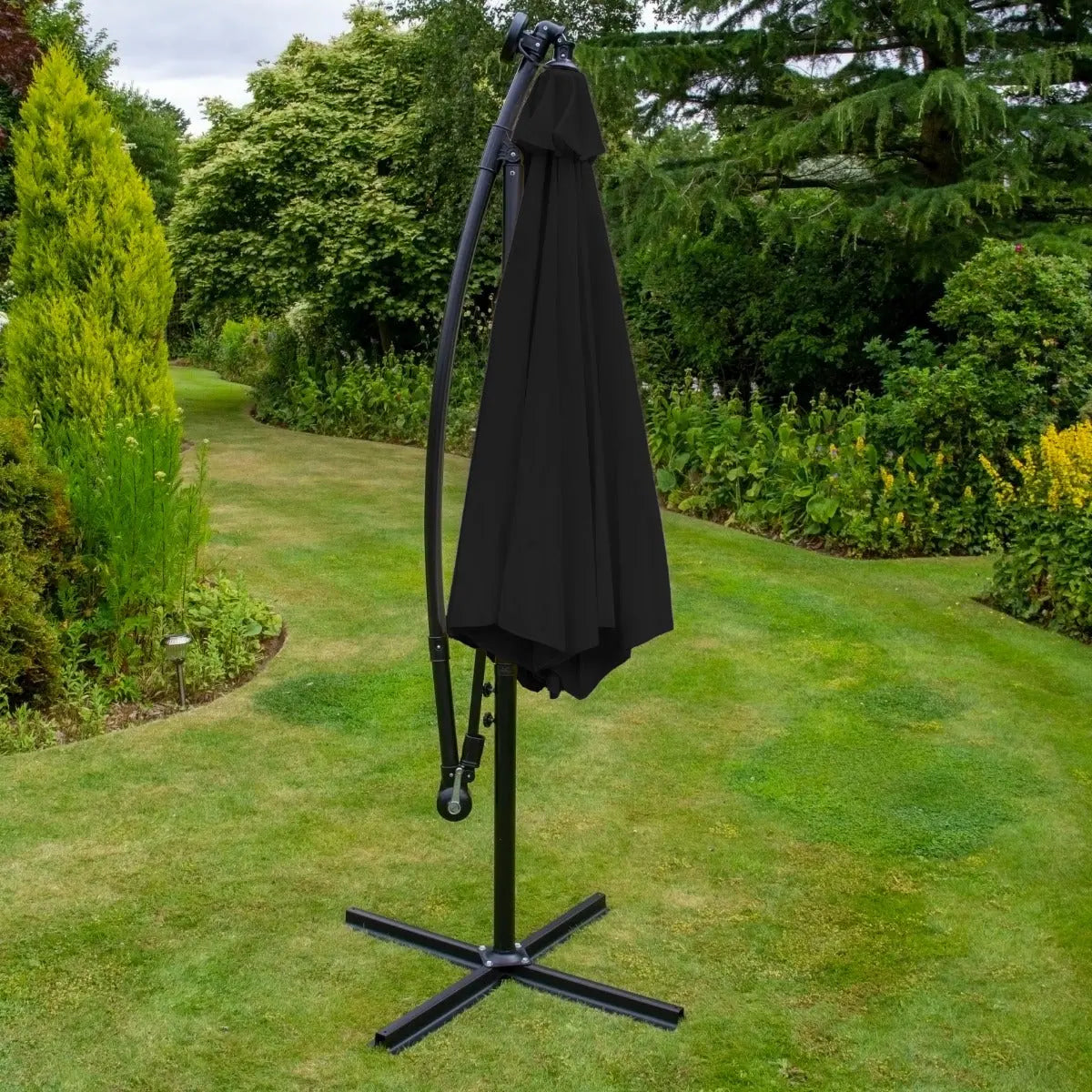 Black 3m LED Cantilever Parasol
