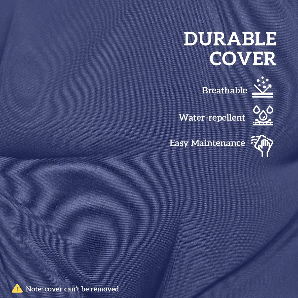 Outsunny Garden Seat Cushion with Ties, 42 x 42cm Replacement Dining Chair Seat Pad, Dark Blue