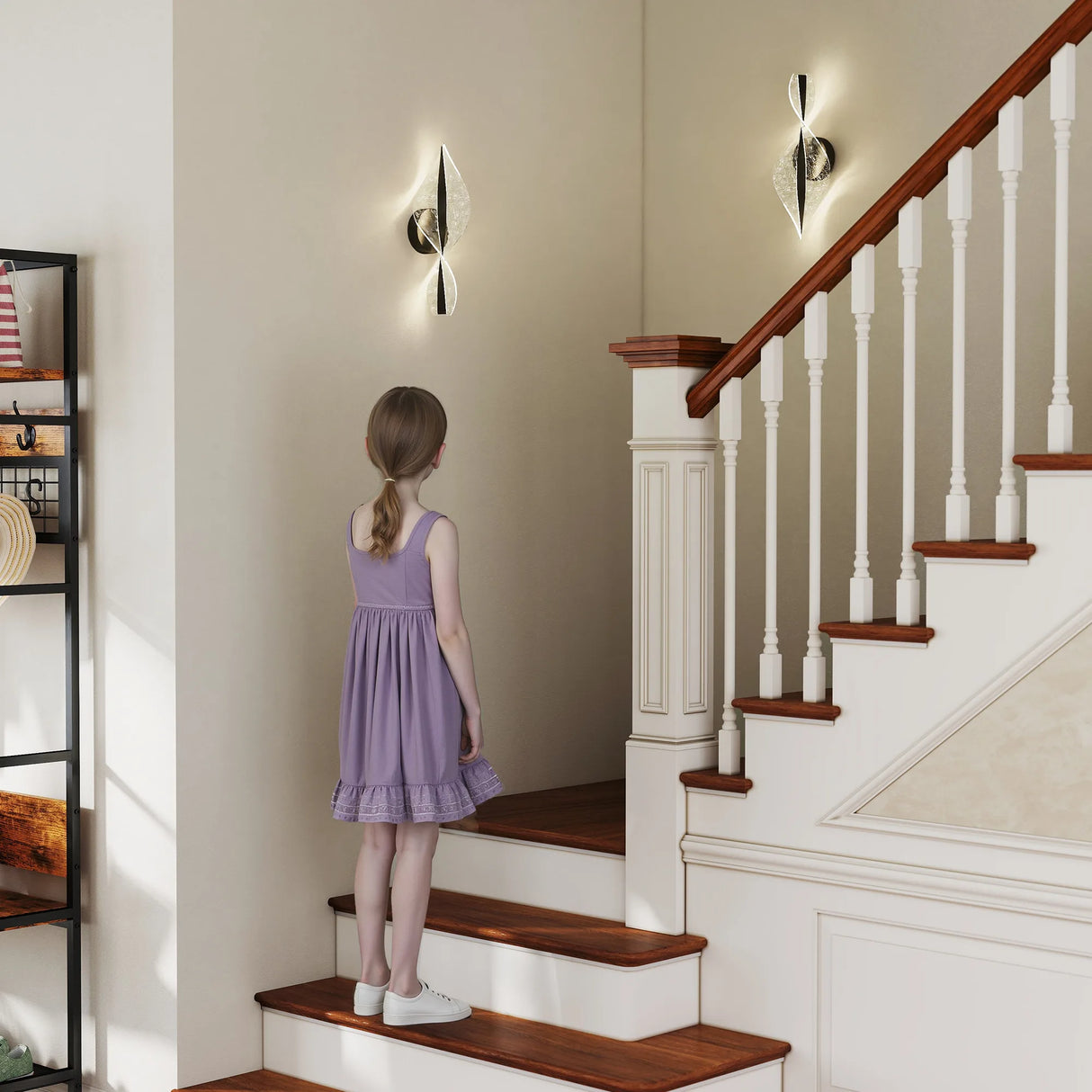 HOMCOM Led Wall Lamp 2 Pack, 13W Modern Indoor Spiral Wall Light, Colour Temperature Adjustable 3000K/4000K/6500K, for Bedroom, Living Room, Hallway, Stairs, Black