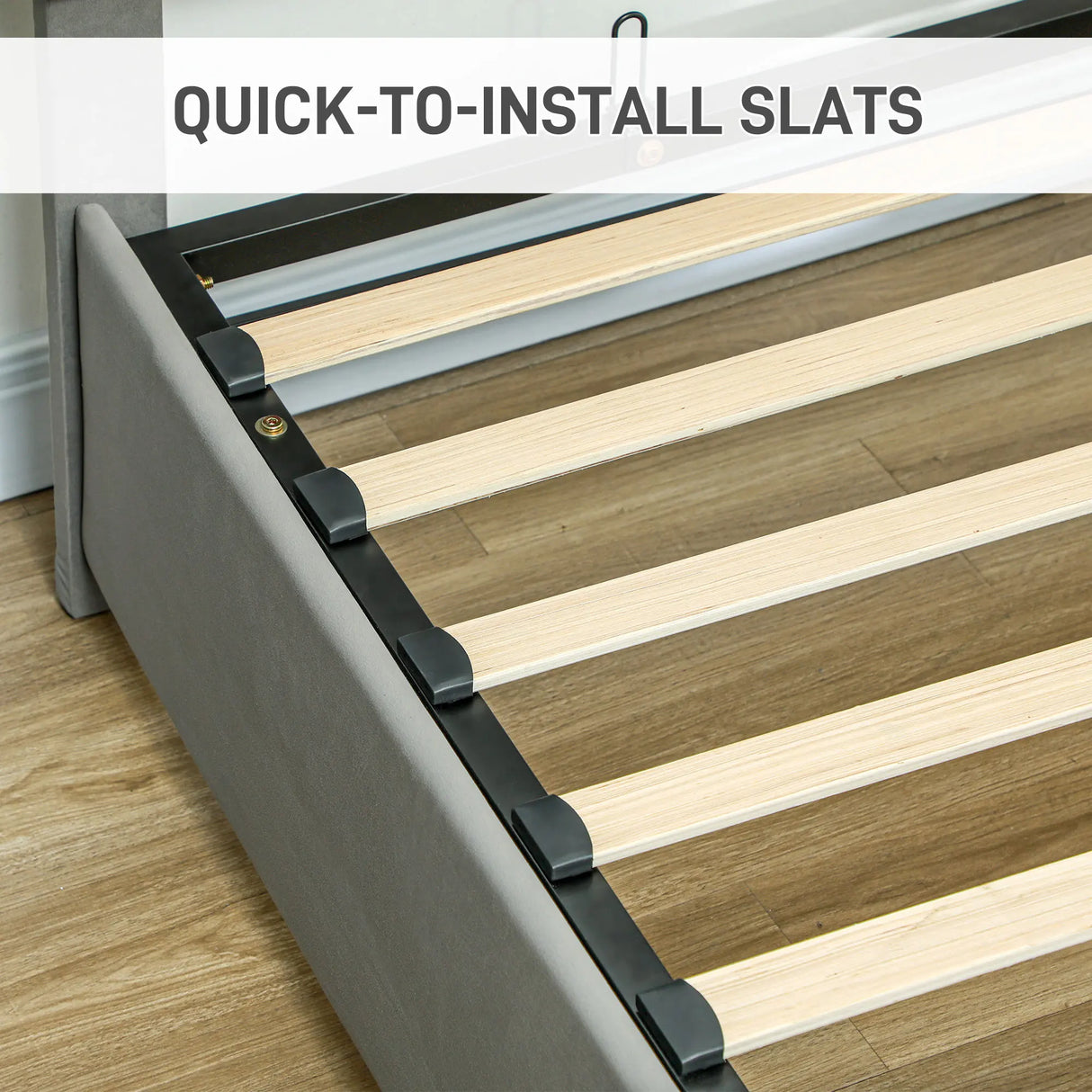 HOMCOM Double Size Ottoman Bed Frame 140W x 193.5D x 95Hcm with Front Drawer - Grey