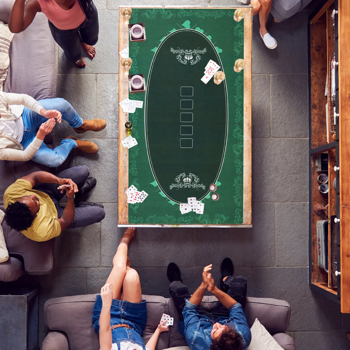 SPORTNOW Professional Poker Mat, 12-Player Water-resistant Poker Table with Felt Surface, Carry Bag, Green