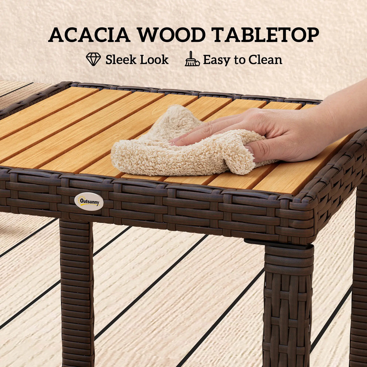 Outsunny Three-Piece Rattan Chair Set - White