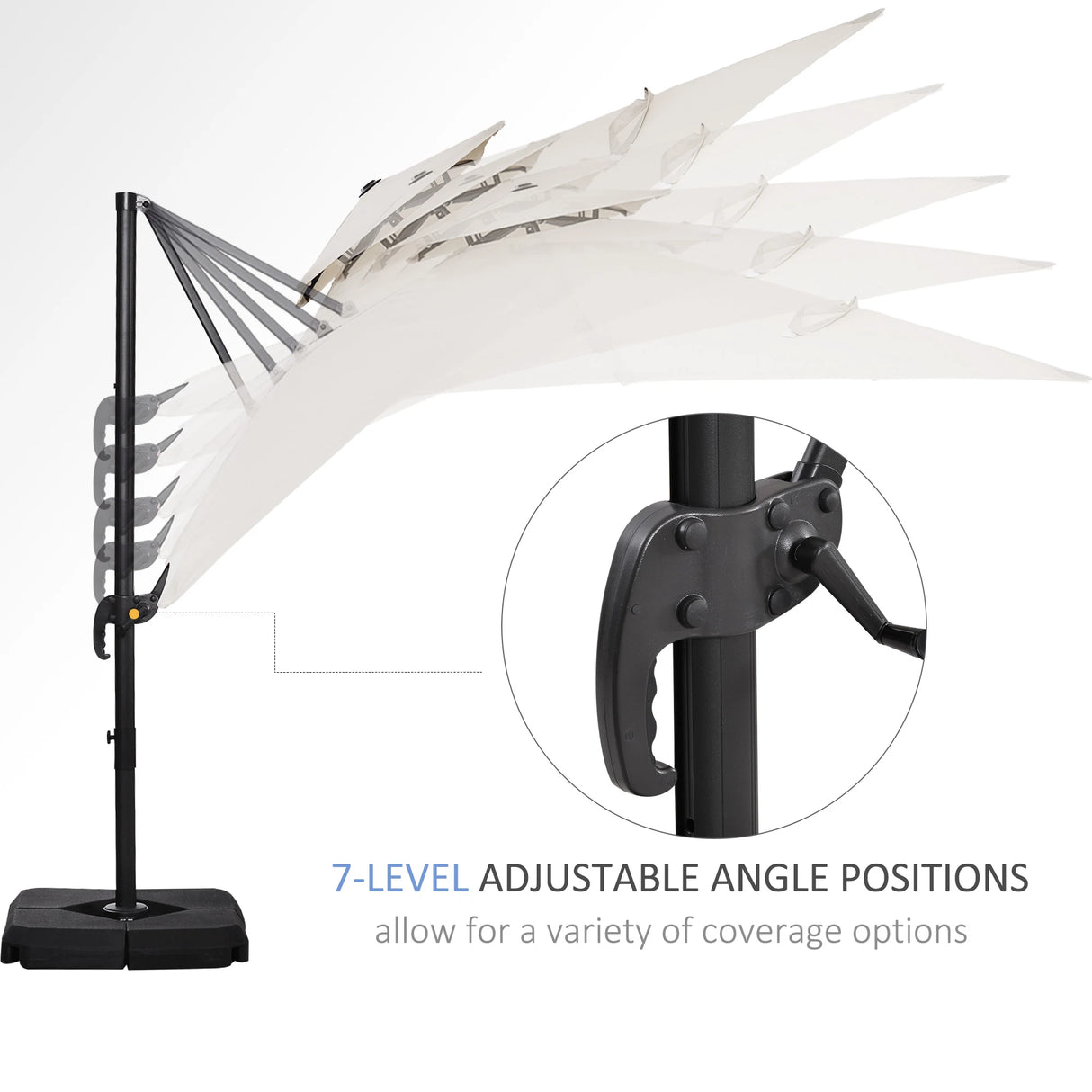 Outsunny Steel Frame Outdoor Roma Cantilever Umbrella