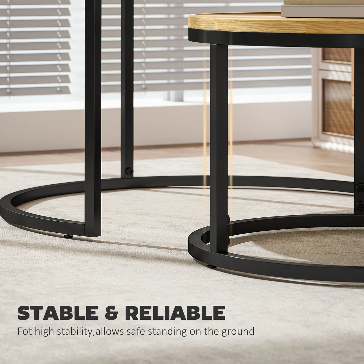 HOMCOM Set of Two Wood-Effect Stacking Tables - Natural