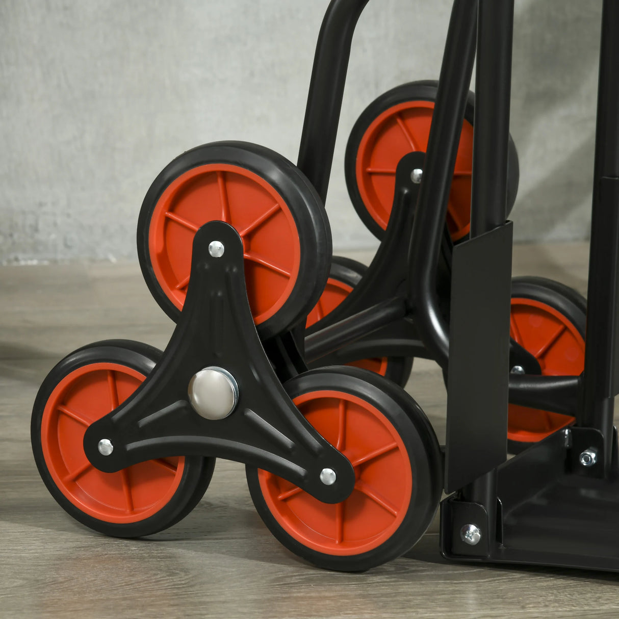 DURHAND Steel Folding Hand Truck, Heavy Duty Foldable Trolley on Wheels, Multi-Purpose Sack Truck Moving Trolley, 120kg, Red