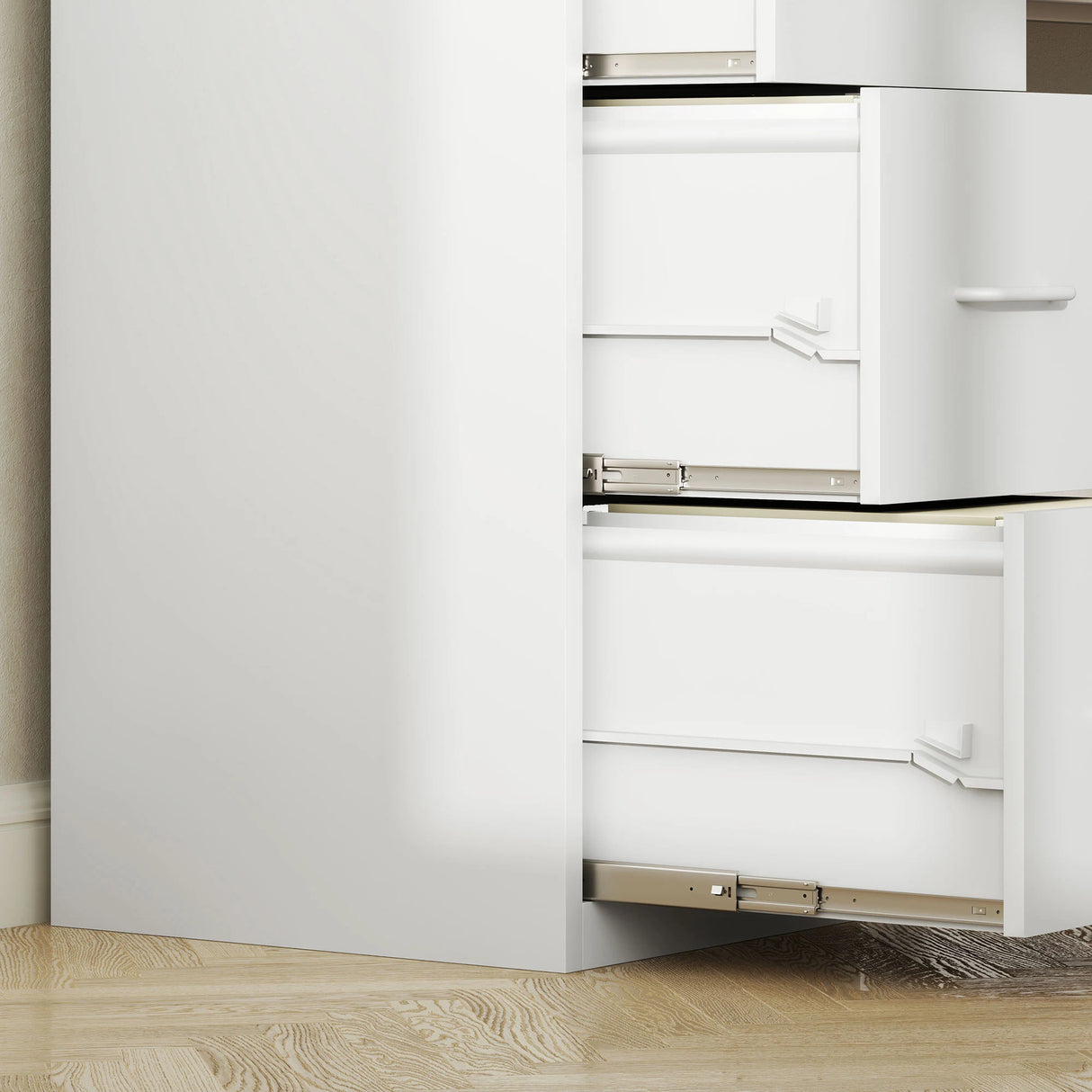 HOMCOM Four-Drawer Modern Steel Filing Cabinet - White