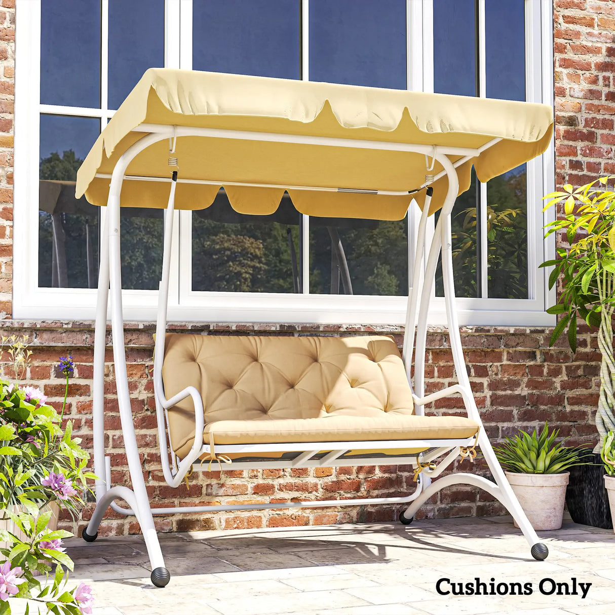 Outsunny Two-Seater Bench Cushion - Khaki