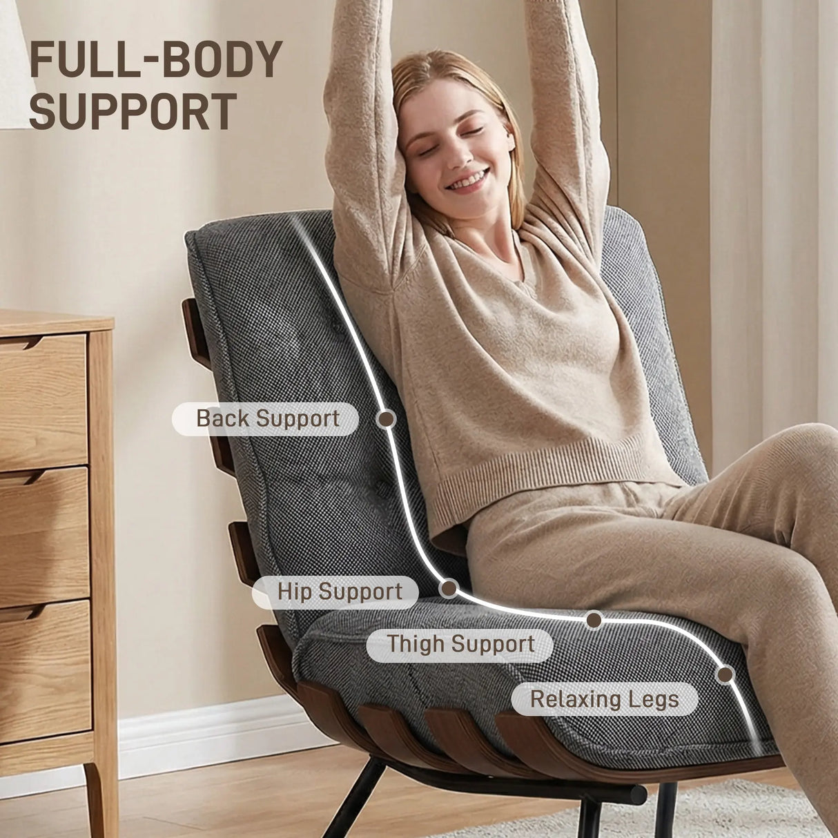 HOMCOM Accent Chair, Linen-look Fabric Reading Chair with Spring Cushion, Slatted Support, Steel Frame, Dark Grey