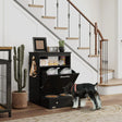PawHut Pet Feeder Station, Dog, Cat Storage Container, with Raised Bowls, Hanger, Cabinet - Black