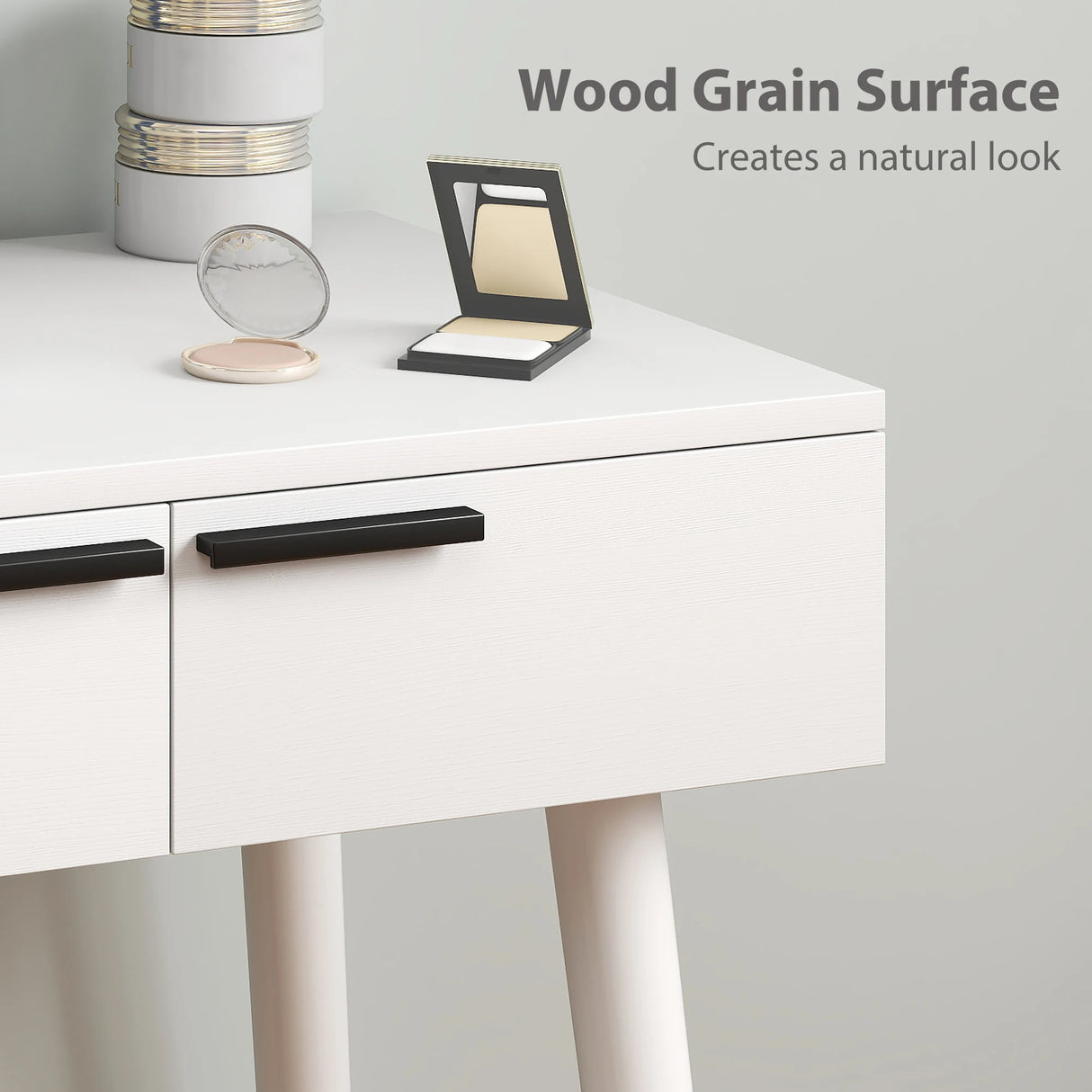 HOMCOM Dressing Table with Mirror and Stool, Vanity Makeup Desk Set with 2 Drawers, Cushioned Stool and Make-up Organiser for Bedroom and Dressing Room, 60 x 40 x 123 cm, White