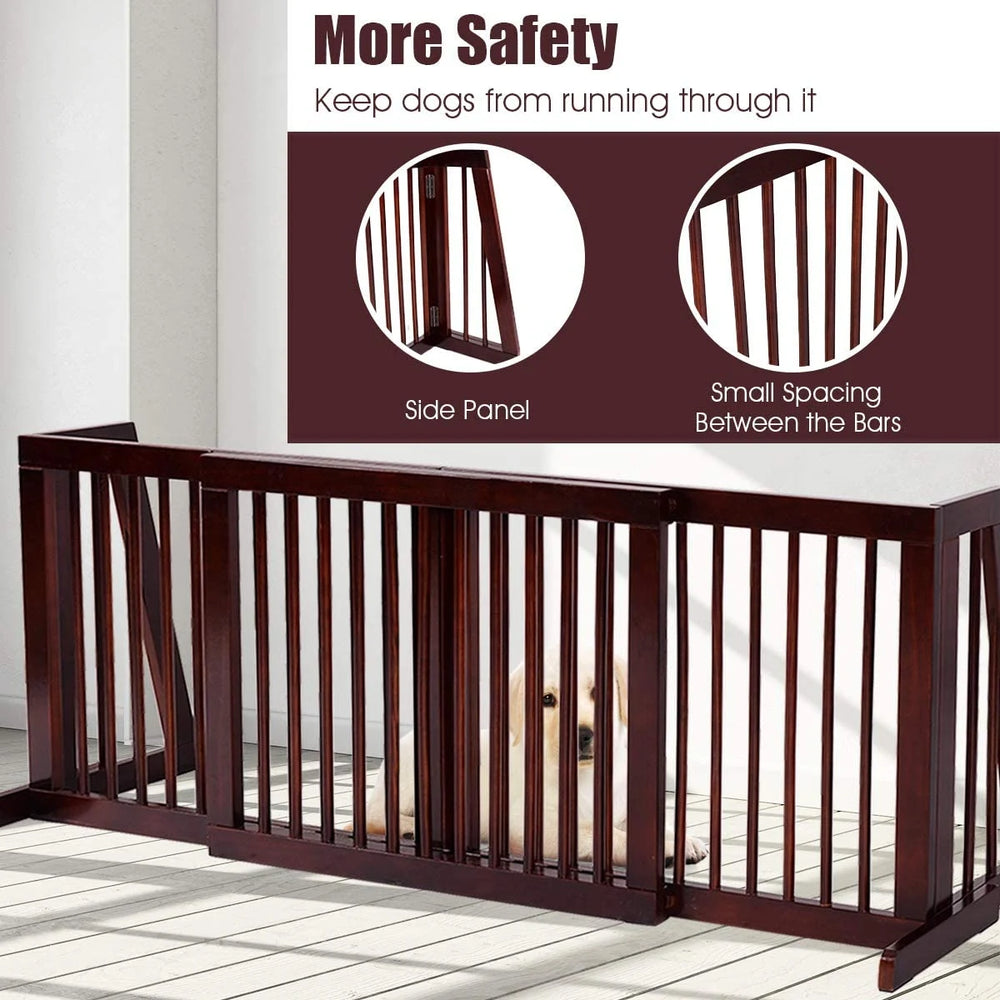 Folding Adjustable Free Standing 3 Panel Wood Fence