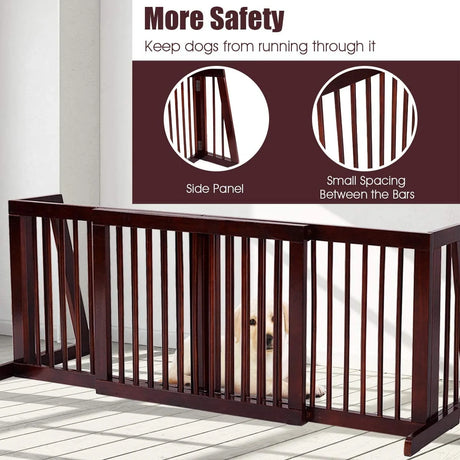 Folding Adjustable Free Standing 3 Panel Wood Fence