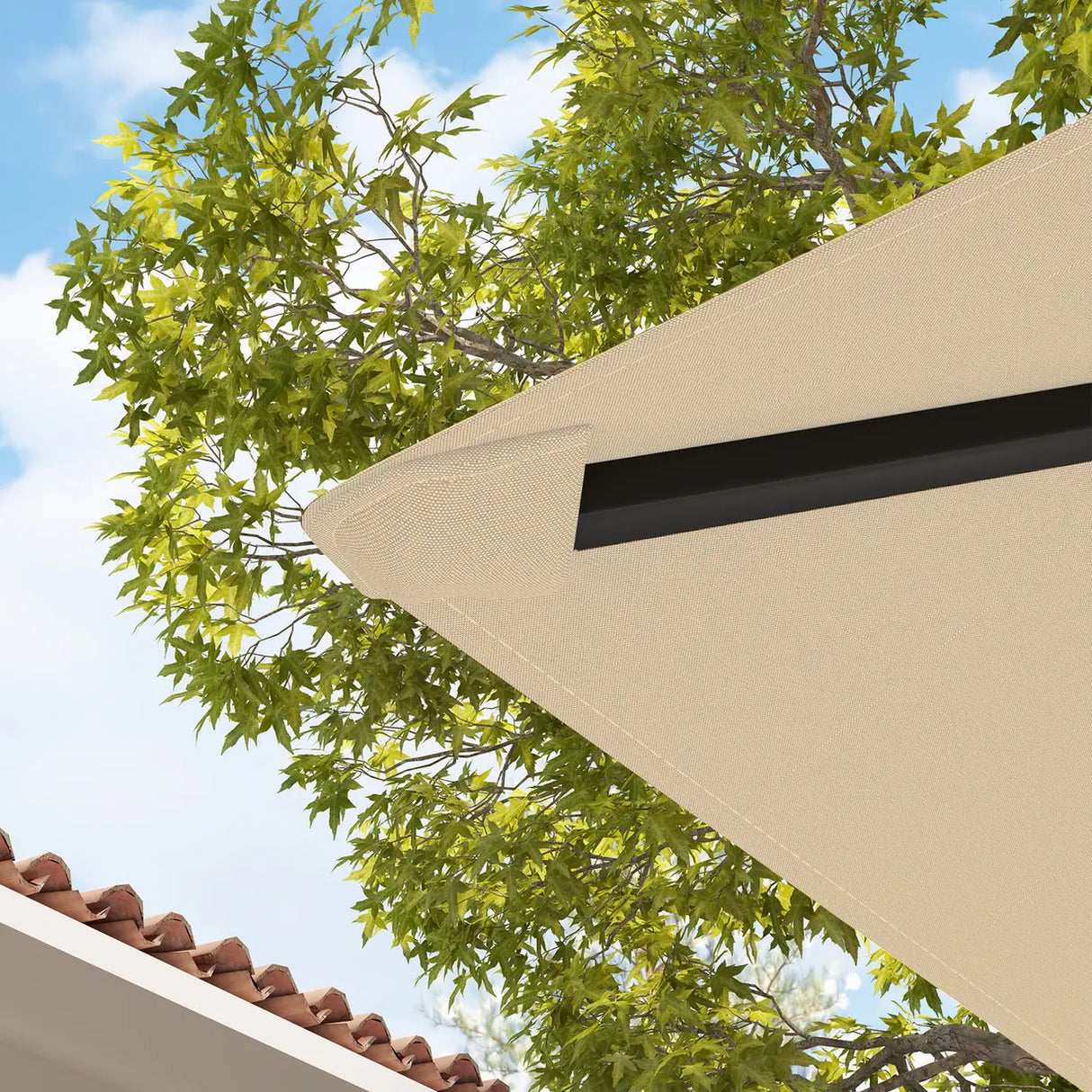 Outsunny 3 x 3(m) Gazebo Canopy Replacement Cover, Garden Gazebo Roof Replacement with Drain Holes, Water Resistant PVC Coating, 370g/, UPF30+, TOP COVER ONLY, Beige