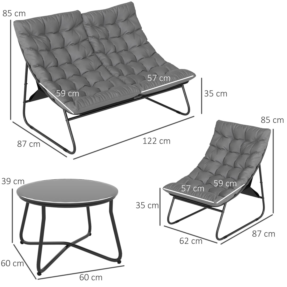 Outsunny Four-Piece Curved Seat Garden Sofa Set - Grey/Black