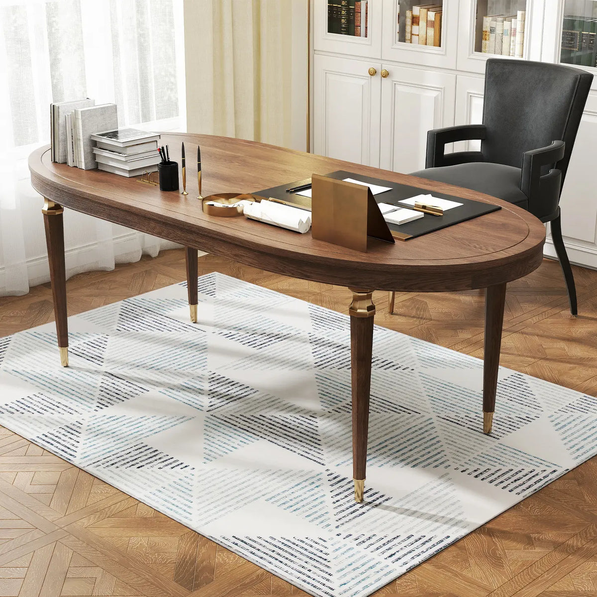 HOMCOM Modern Area Rug, Geometric Pattern Non-Slip Washable Rug, Soft Floor Carpet for Living Room, Bedroom, Dining Room, Home Office, 170 x 120 cm, Multi-Coloured