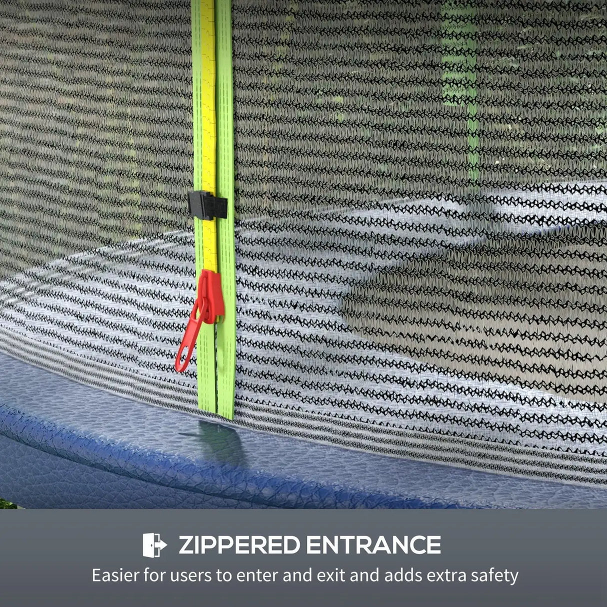 SPORTNOW 8ft Trampoline Net Replacement with 6 Plastic Pole Covers, Weather-Resistant Trampoline Netting Replacement with Zipped Entrance, Poles Not Included, Green