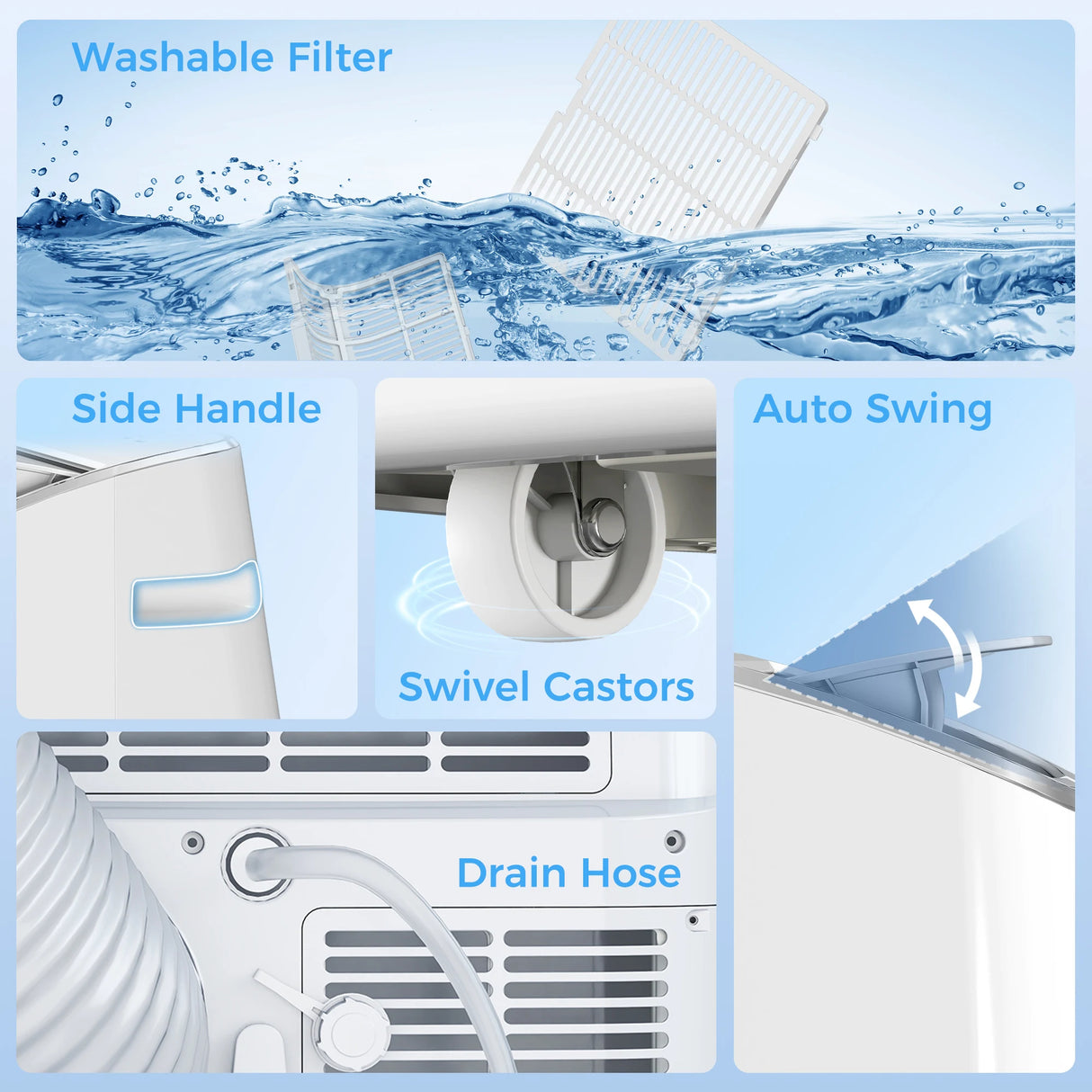 HOMCOM 14000 BTU Mobile Air Conditioner, 35m2, Smart Home WiFi, with Dehumidifier, Fan, 24H Timer, Window Kit, White