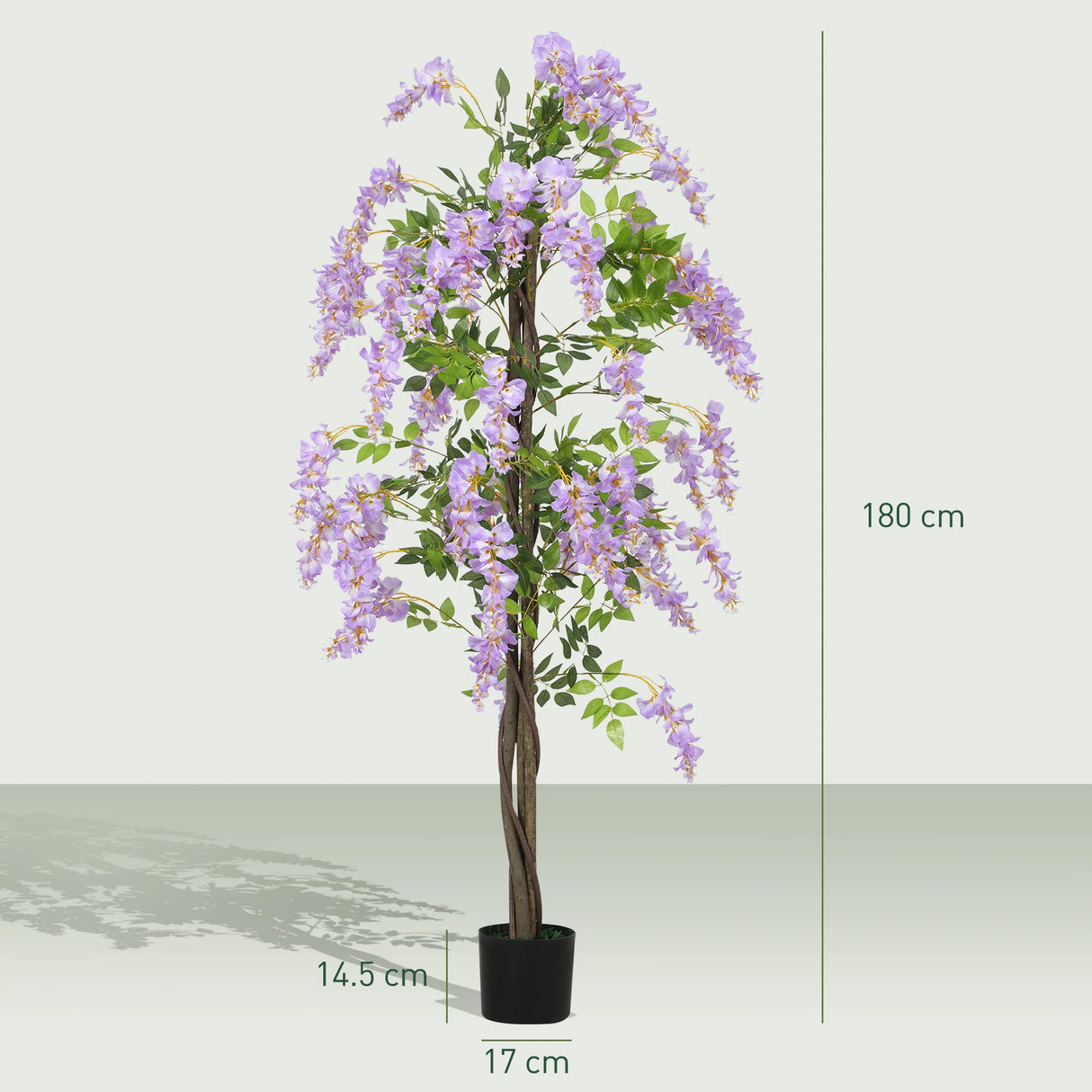 HOMCOM 180cm Ficus Artificial Tree, Fake Wisteria Tree in Nursery Pot, Indoor Greenery Tall Faux Floor Plant for Living Room Office Decor, Purple