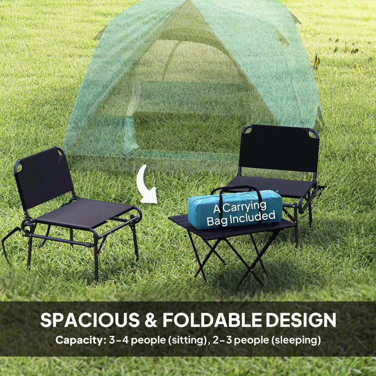 Outsunny 3-4 Person Camping Tent, Easy Set Up Waterproof Dome Tent with Sewn-in Groundsheet, Mesh Windows, Pocket and Hook for Camping, Hiking, Backpacking, Navy Blue and Light Blue