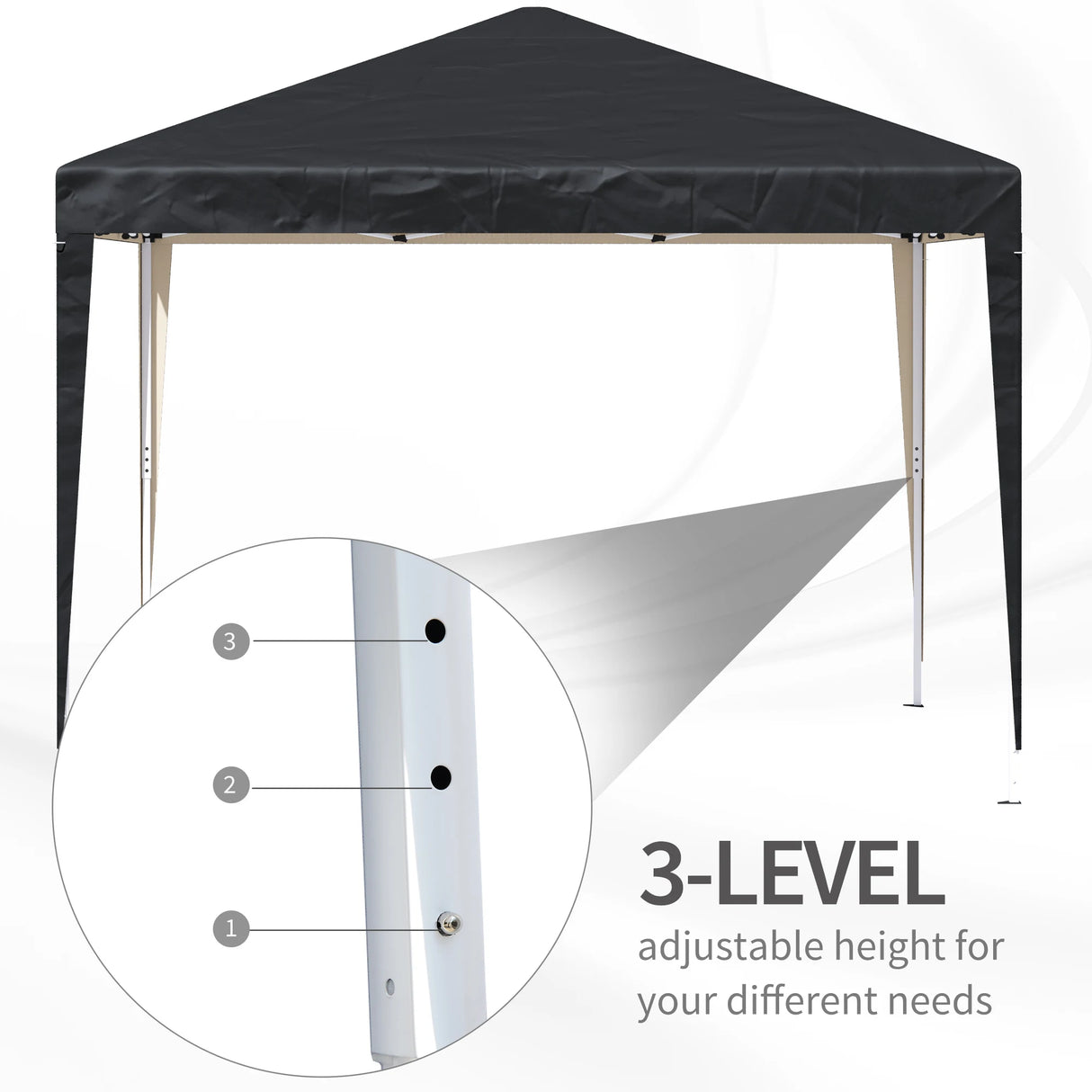 Outsunny 3 x 3M Garden Pop Up Gazebo Height Adjustable Marquee Party Tent Wedding Canopy with Carrying Bag, Black