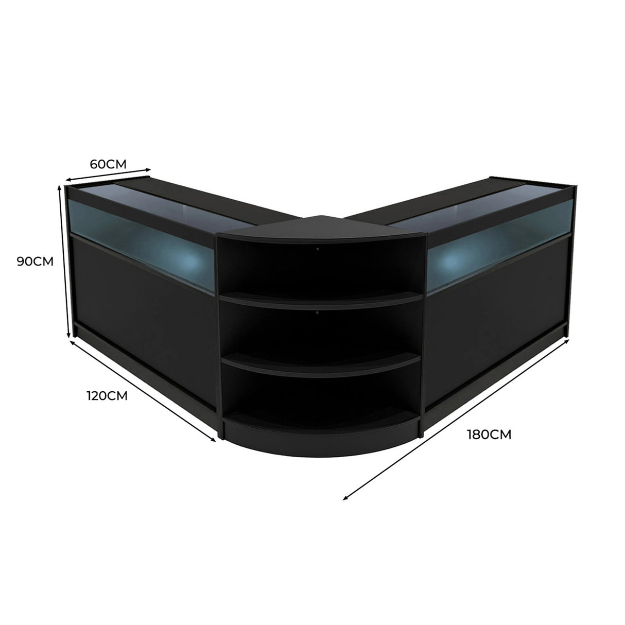 Theseus LED Shop Counter Set LM60 & 2 x B1200 - Black