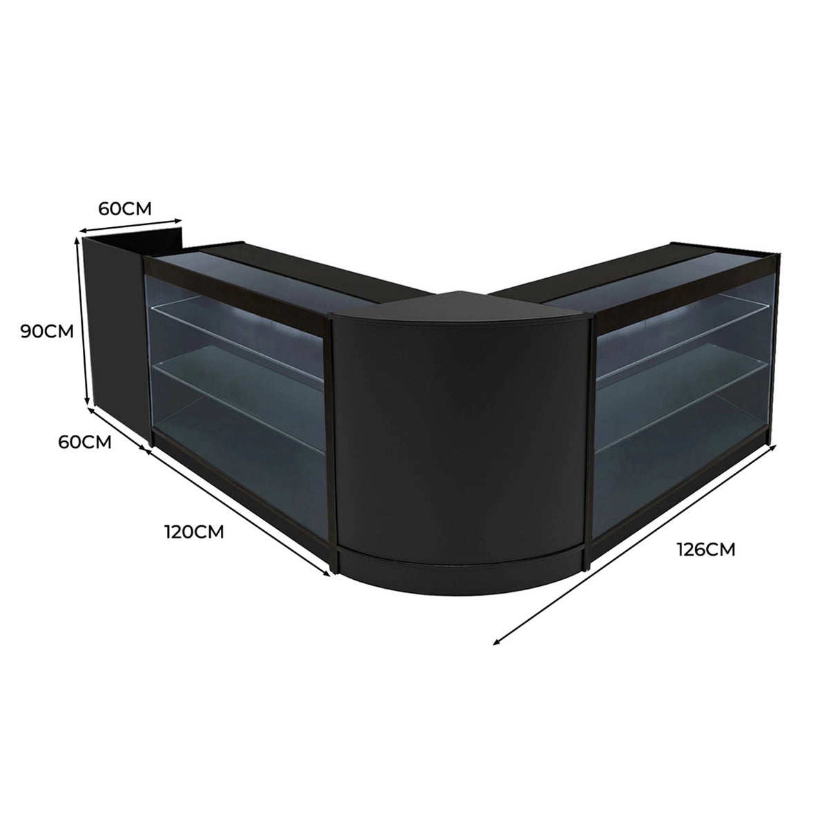 Aries LED Shop Counter Set CM60, TB60 & 2 x K1200 - Black