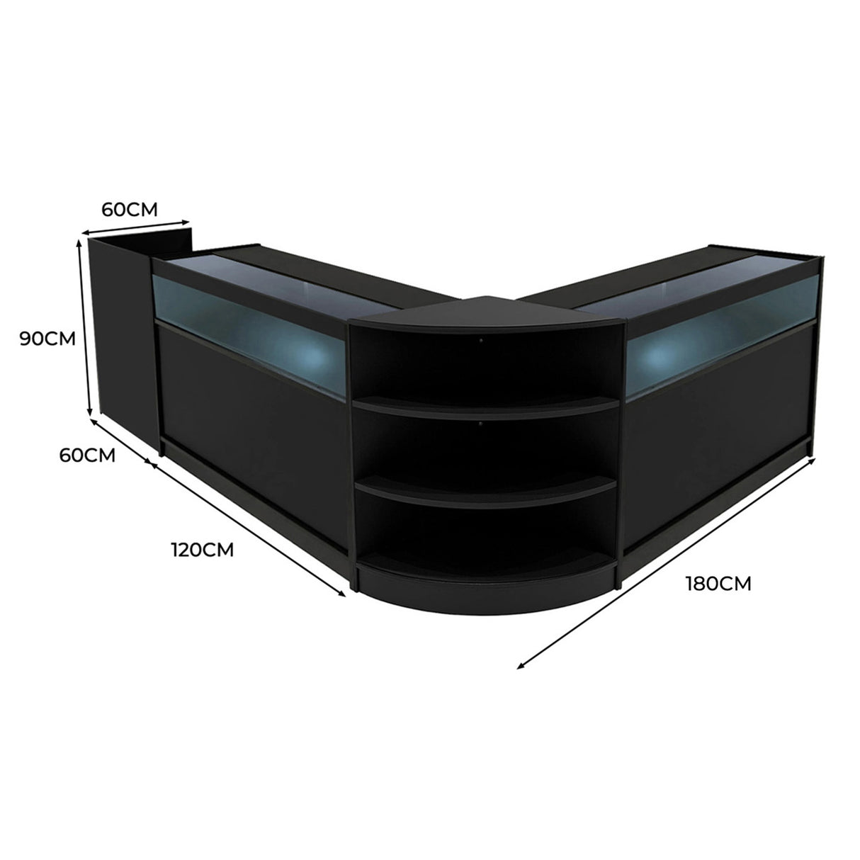 Sagittarius LED Shop Counter Set LM60, TB60 & 2 x B1200 - Black