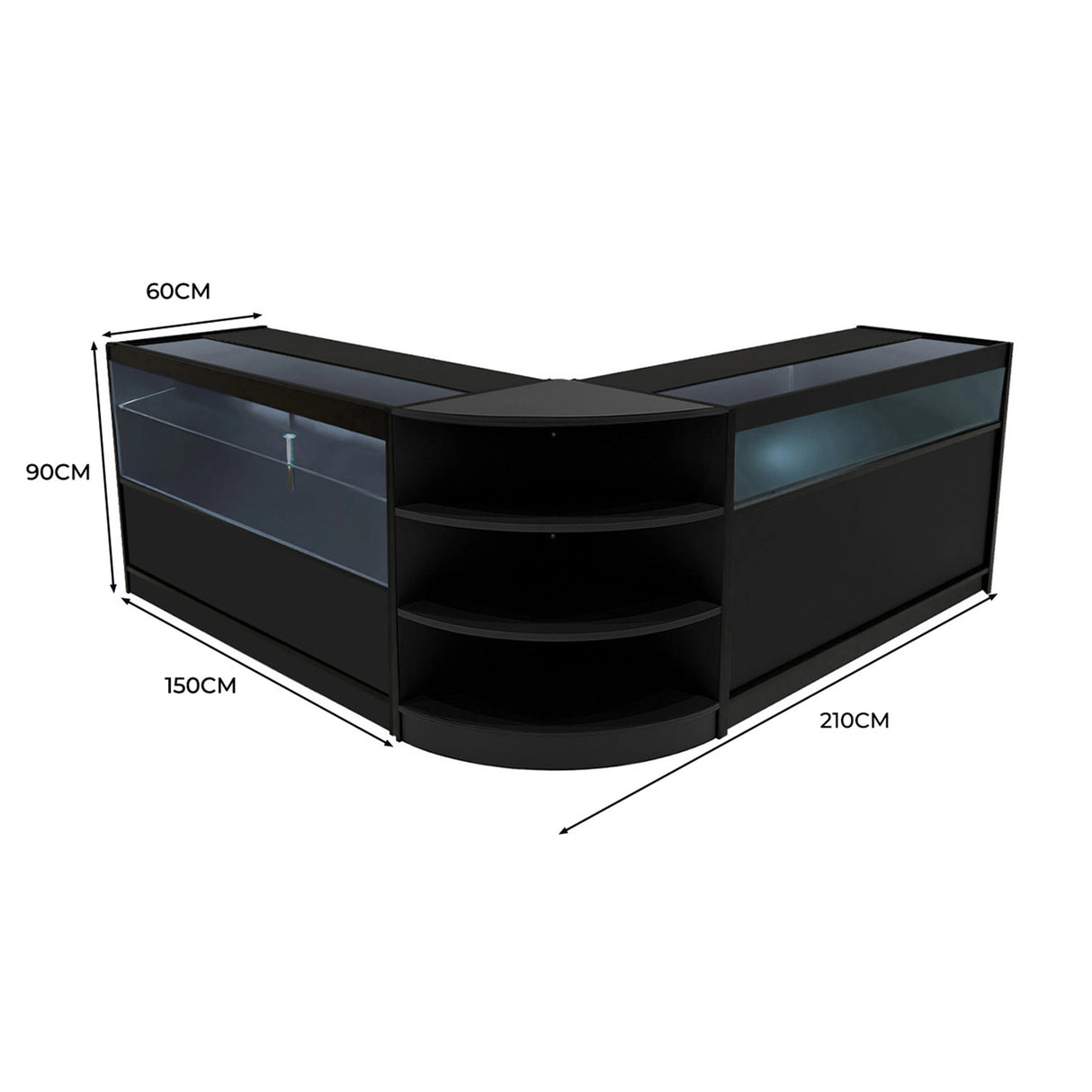 Harmonia LED Shop Counter Set B1500, C1500 & LM60 - Black