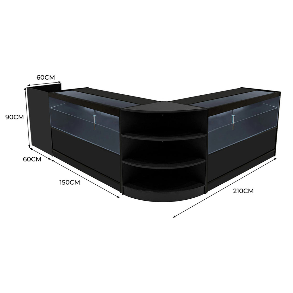 Eclipse LED Shop Counter Set LM60, TB60 & 2 x C1500 - Black