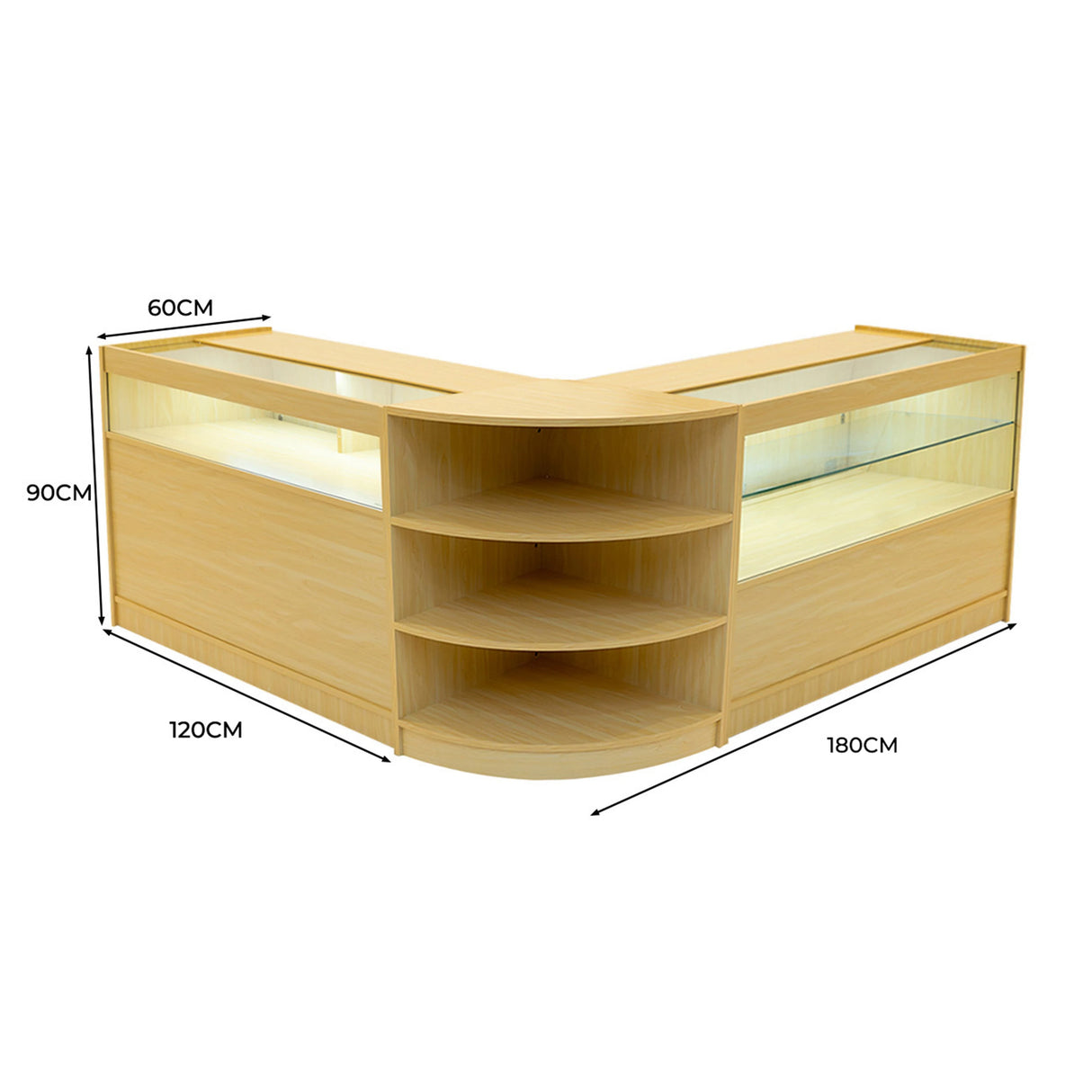 Harmonia LED Shop Counter Set B1200, C1200 & LM60 - Maple