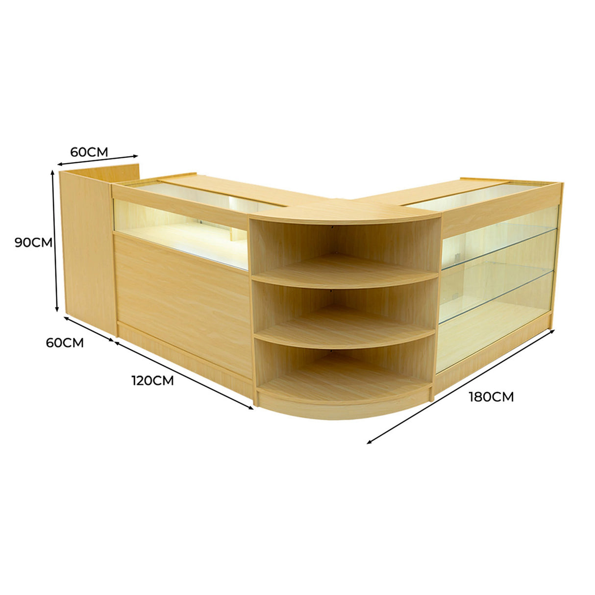 Hyperion LED Shop Counter Set K1200, B1200, TB60 & LM60 - Maple