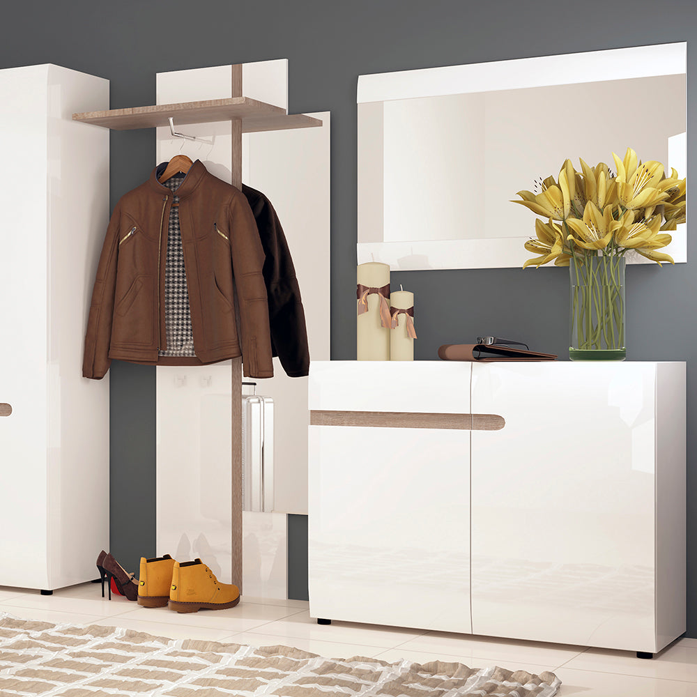 Chelsea Living 1 drawer 2 door sideboard in white with an Truffle Oak Trim