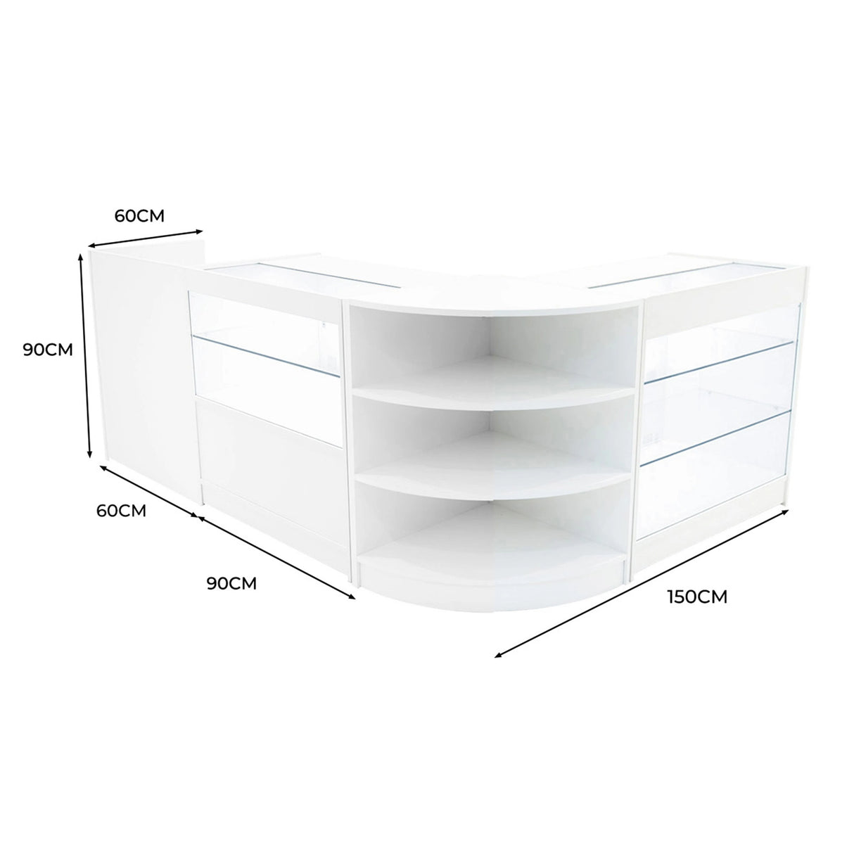 White Shop Counter Set Theia LED K900 C900 LM60 TB60 Lockable Retail Display