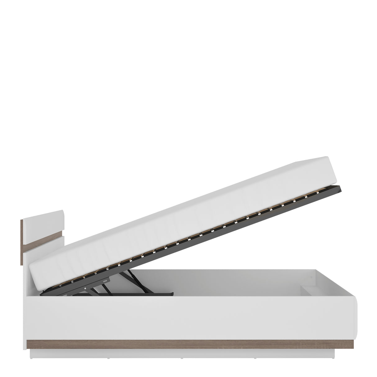 Chelsea Bedroom Kingsize Bed in white with an Oak trim with Lift Up Function