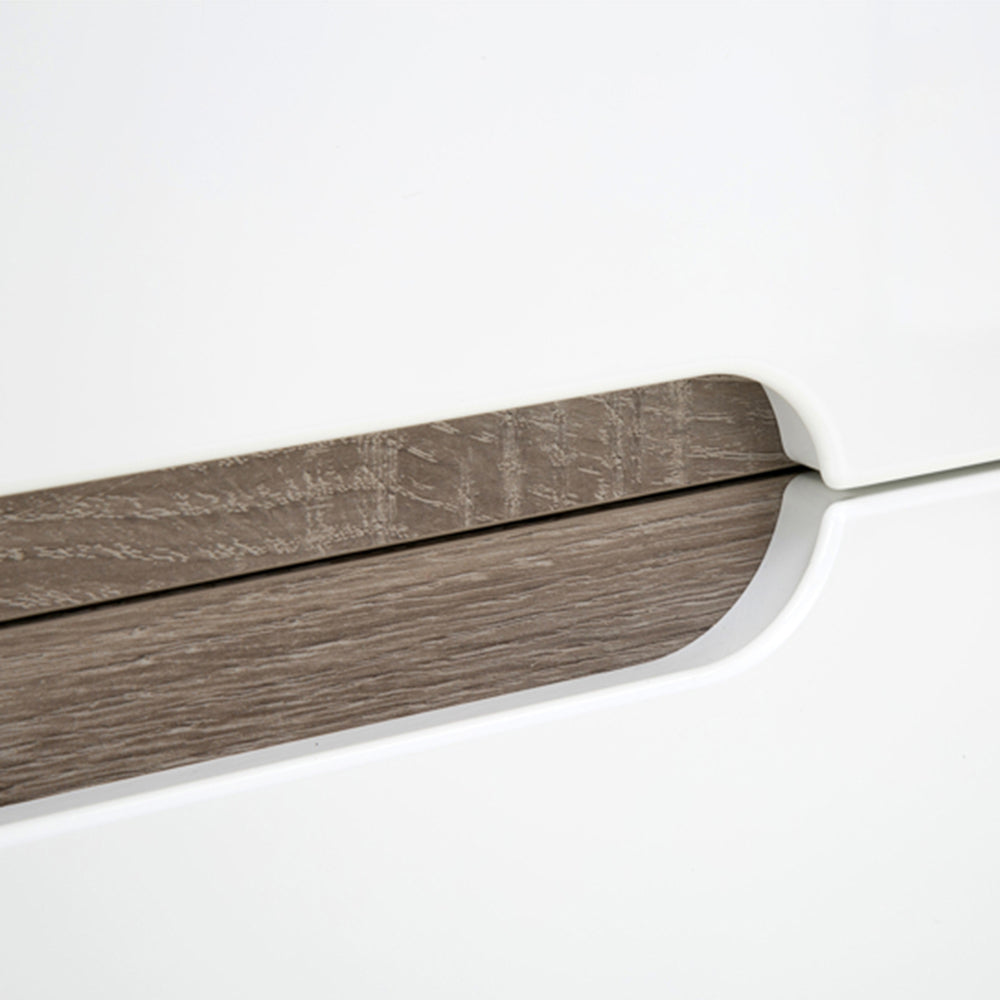 Chelsea Bedroom 2 drawer bedside in white with an Truffle Oak Trim