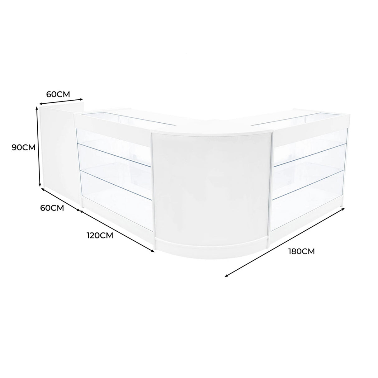 Aries LED Shop Counter Set CM60, TB60 & 2 x K1200 - White