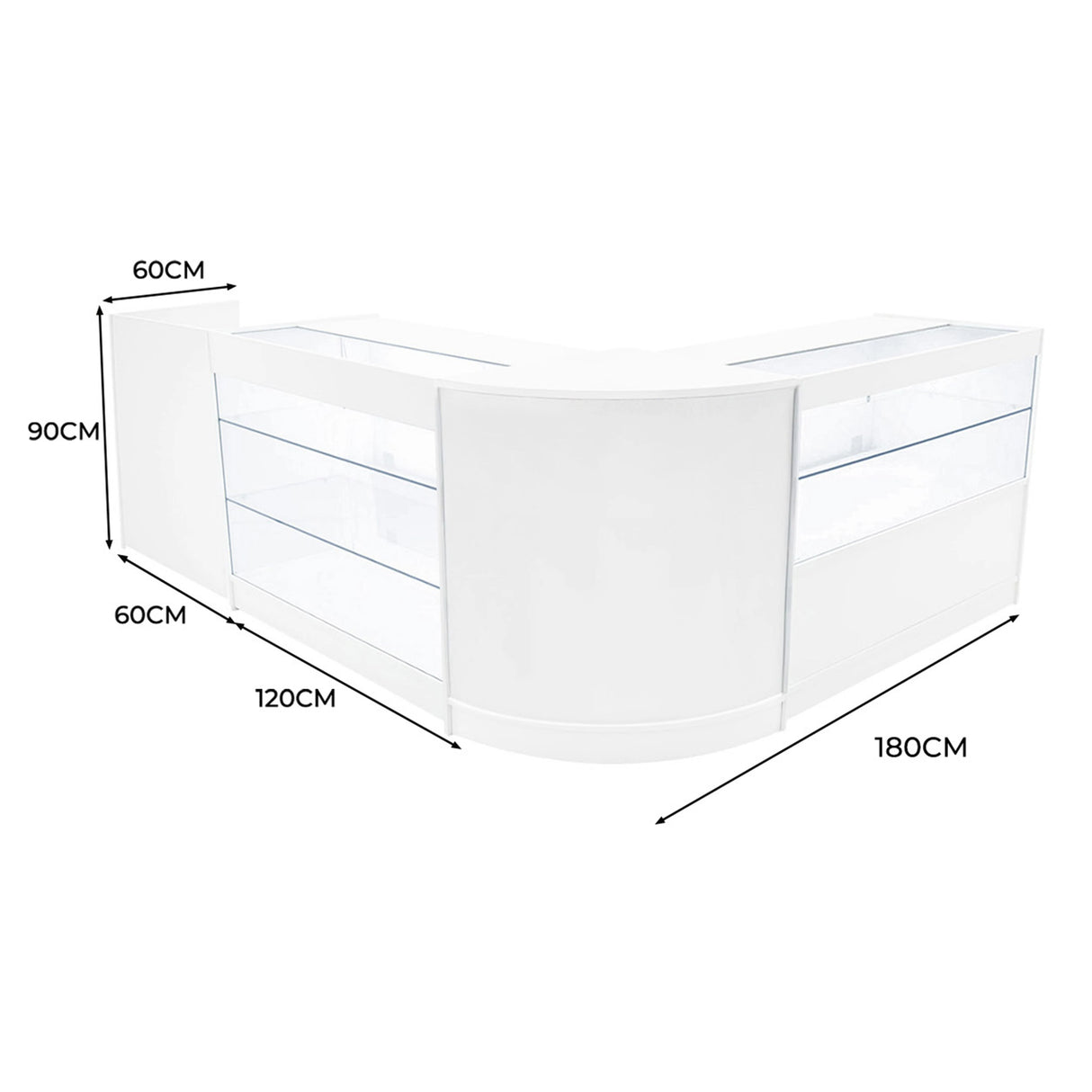 Vega LED Shop Counter Set K1200, C1200, TB60 & CM60 - White